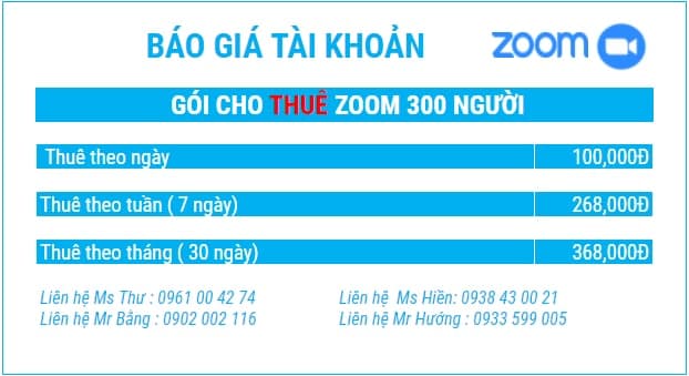 Gói zoom cho thuê 300 người 